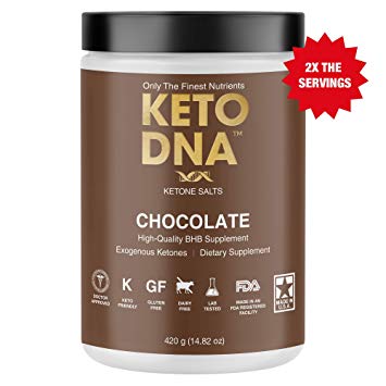 Keto DNA Chocolate Exogenous Ketone Supplement | 30 Servings - 420g | BHB Salts for Ketosis | Beta Hydroxybutyrate Ketones Powder | Perfect to Burn Fat and Increase Energy & Focus | Large