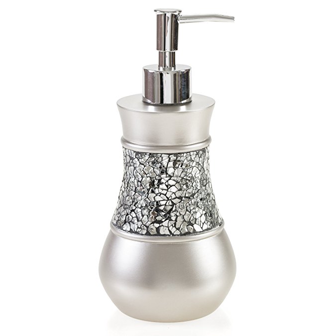 Creative Scents Brushed Nickel Lotion Dispenser, 3.75-Inch by 3.75-Inch by 8.25-Inch, Silver