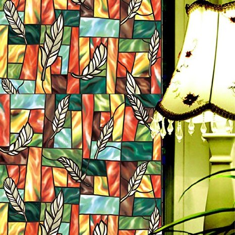 Fancy-Fix Vinyl Static Cling Privacy Stained Glass Decorative Window Film (36 inches(width) x 60 inches(length))