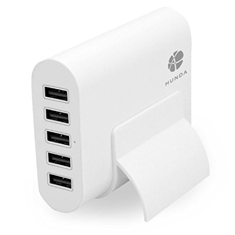 5-Port USB Charger, 50W/10A Fast Wall Charger   Smart Technology   4 Ft Power Cord   Little Stand for iPhone, Samsung Galaxy and More