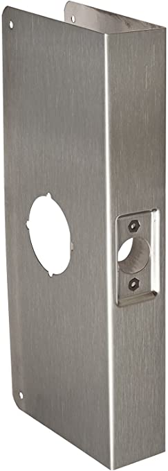 Don-Jo 12-CW-S Stainless Steel Wrap-Around Plate, 5-1/8" x 12", For Cylinder Door Lock with 2-1/8" Hole, 2-3/4" Backset, Satin Stainless Steel Finish