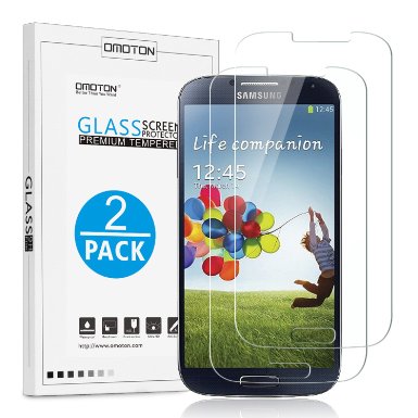 [2 Pack] Galaxy S4 Screen Protector, OMOTON Tempered-Glass Screen Protector with [9H Hardness] [Ultra-Clarity] [Anti-Scratch] [No-Bubble Installation] for Galaxy S4, Lifetime Warranty