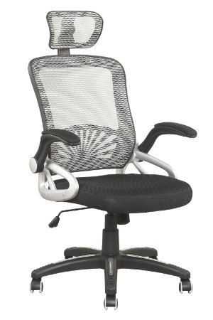 Mesh High Back Extra Padded Grey Swivel Office Chair with Head Support & Adjustable Arms