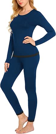 Ekouaer Women's Thermal Underwear Sets Long Johns Base Layer Lightweight Thermals 2 Pieces Set