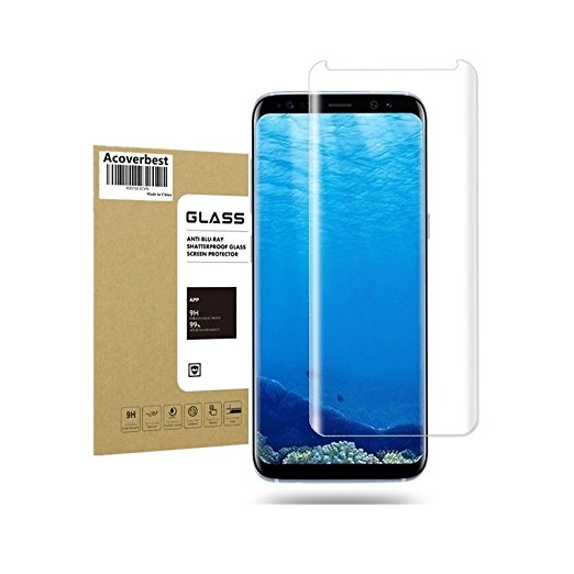 Galaxy S8 Tempered Glass Screen Protector , Acoverbest Screen Protector [9H Hardness] [ Anti-Fingerprint] [ Bubble Free] [Scratch Proof][Case Friendly] Screen Protector for Samsung Galaxy S8 Clear