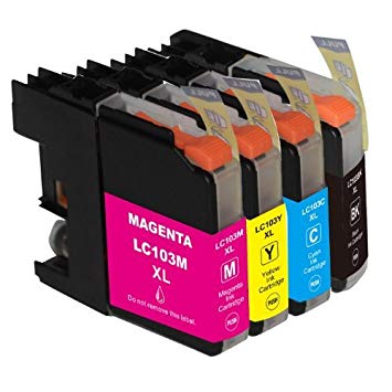 HI-VISION 4 Packs Compatible Brother LC-103 LC103 XL High Yield Black,Cyan,Yellow,Magenta Ink Cartridges Replacement for DCP-J152W,MFC-J245,J285DW,J450DW,J470DW,J475DW,J650DW,J870DW,J875DW Printer