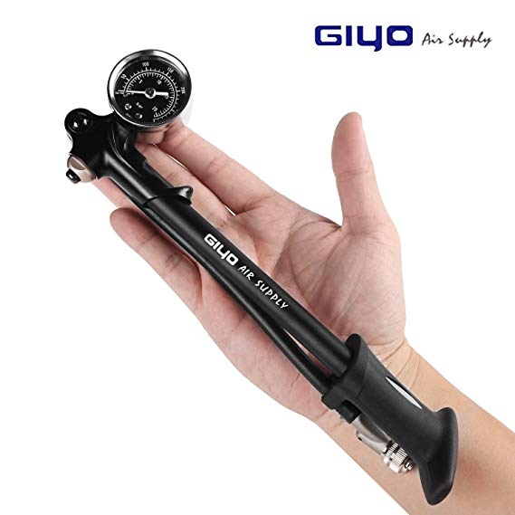 GIYO High Pressure Shock Pump, (300 PSI Max) Fork & Rear Suspension, Lever Lock on Nozzle No Air Loss