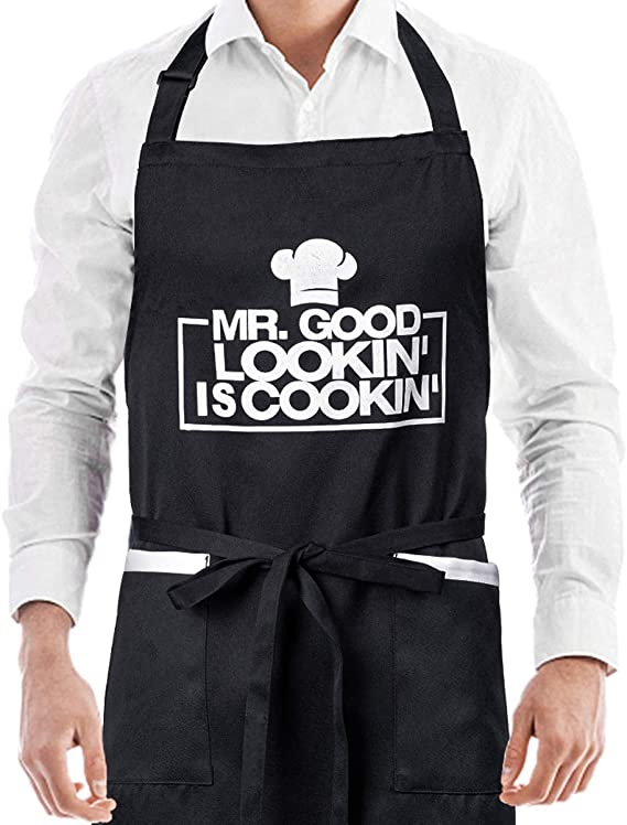 BOHARERS Grill Apron for Men - Funny Apron with Pockets BBQ Apron Grilling Apron Cooking Kitchen Apron for Dad Father
