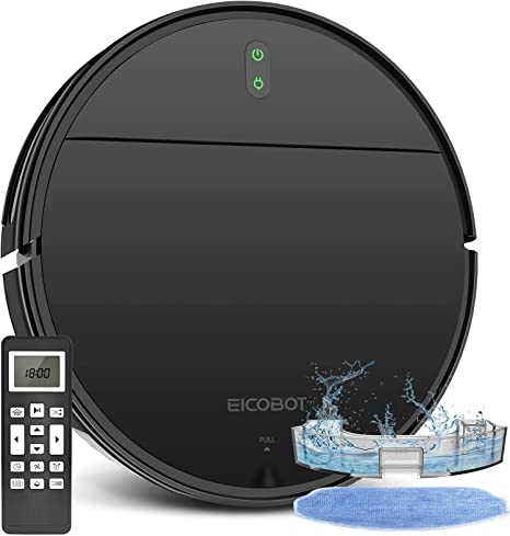 Robot Vacuum Cleaner, Robotic Vacuum and Mop Combo, 2-in-1 Vacuum and Mop, 1700 Pa Suction, Slim, Self-Charging, Ideal for Hard Floor, Pet Hair, EICOBOT BR150（Black）