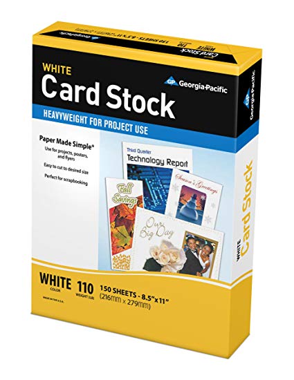 GP Card Stock, 8.5 x 11 Inches Letter Size, 92 Bright White, Ream of 150 Sheets (994803)
