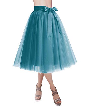 DRESSTELLS Knee Length Tulle Skirt Tutu Skirt Evening Party Gown Prom Formal Skirts