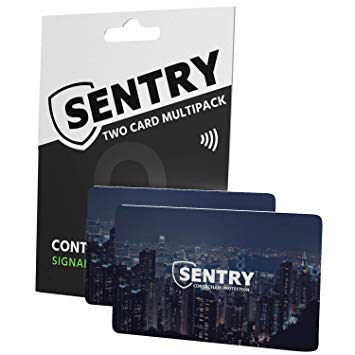 Sentry RFID/NFC Signal Blocking Cards (2 Pack) | Contactless Credit Card Protector | 1 Card Shields Entire Purse/Wallet | Cityscape