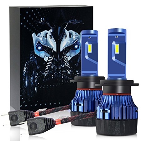 RCP CAK7-H7 LED Headlight Bulbs Conversion Kit, 9600LM 6000K Cool Super White - 2 years warranty