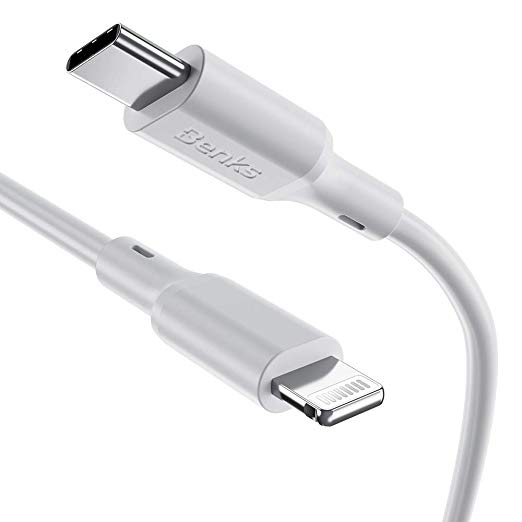 Benks USB C to Lightning Cable [MFi Certified] 3A Fast Charging Compatible with iPhone X/XS/XR/Xs Max/iPhone 8/8 Plus, iPad/iPod Used with Power Delivery (White 6Ft)