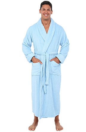 Alexander Del Rossa Mens Turkish Terry Cloth Robe, Long Cotton Bathrobe