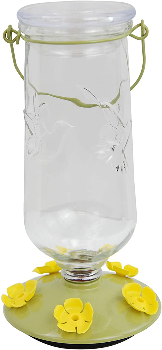 Perky-Pet 9108-2 Desert Bloom Top-Fill Glass Hummingbird Feeder Green 32 oz Capacity