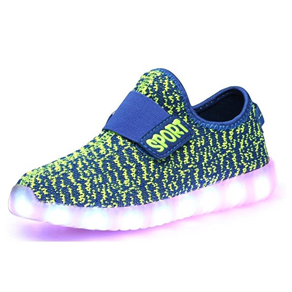 HOFISH Unisex Sneakers USB Charging Light Colorful Glowing Leisure Flat Shoes