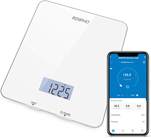 RENPHO Smart Nutrition Food Scale, Digital Kitchen Scale with Nutritional Calculator for Keto, Macro, Calorie and Weight Loss with App, White