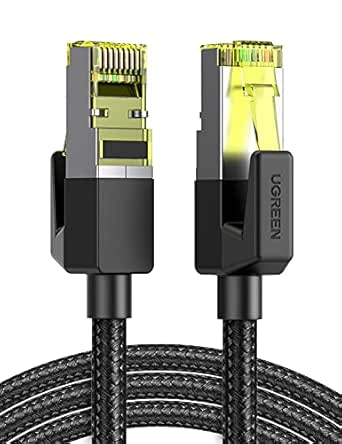 UGREEN Cable de Red Cat 7, Cable Ethernet Nylon Trenzado Cable LAN 10000Mbit/s con Conector RJ45 (10 Gigabit, 600MHz, Cable FTP) Compatible con PS5 Xbox X/S PC Macbook, Cat 6, Cat 5, 1 Metro