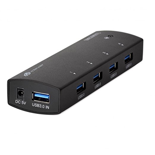 iClever IC-H001 4 Port USB 3.0 Premium Aluminum Hub (Bus-Powered, Aluminum Body, VIA VL812 Chipset)