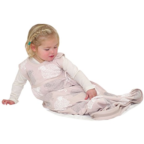 Merino Kids Baby Sleep Bag For Babies 0-2 Years, Stacked Sheep Print - Light Pink