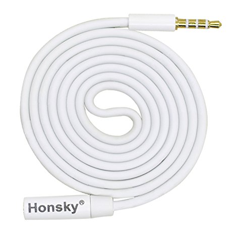 Honsky - 3.5 mm Audio Extension Cable [4 poles TRRS Pro Stereo-Plus-Mic] Audio / Swipe Card Reader Extension Cable - 3.3 ft / 1 m long -3.5mm Male to Female - Silver Planted