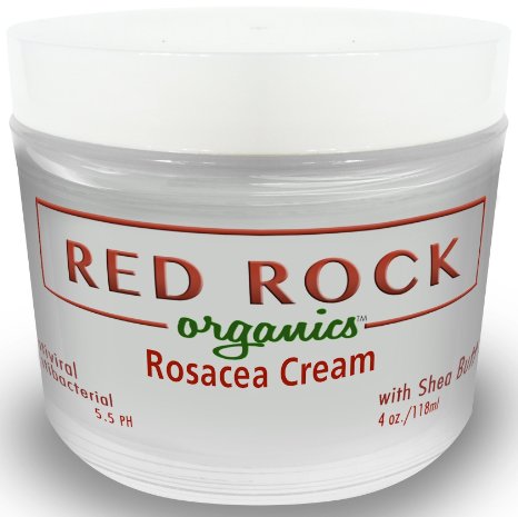 Rosacea Treatment cream - Best Advanced Redness Relief Healing Moisturizer - Natural and Hydrating Ointment for Acne Pimples and Breakouts - with Manuka Honey by Red Rock Organics - 4 oz jar