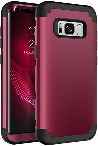 BENTOBEN Case for Galaxy S8 5.8", Heavy Duty Full Body Rugged Shockproof Hybrid Three Layer Hard Plastic Soft Rubber Bumper Protective Phone Cases Cover for Samsung Galaxy S8 5.8", Wine Red/Burgundy