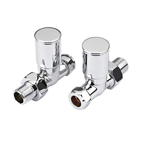 Milano Modern Chrome Central Heating Towel Rail Radiator Valves Taps 15mm Straight (Pair)