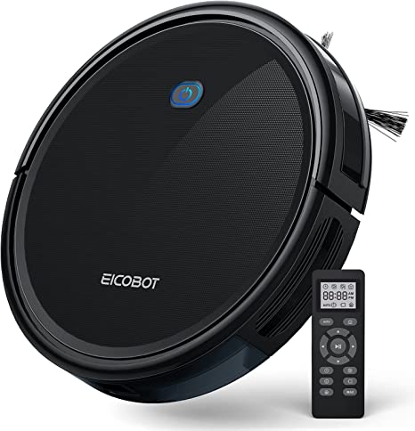 Robot Vacuum Cleaner, 2000Pa Powerful Suction, Super Thin Quiet, 130 Mins Runtime, Self-Charging Robotic Vacuum Cleaner, Ideal for Pet Hair Hard Floors Carpets, EICOBOT R2010