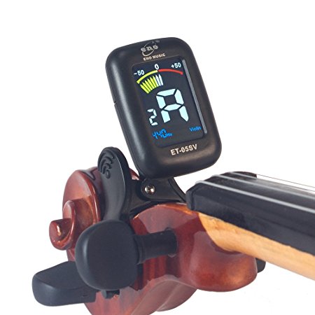 Professional Violin Viola Tuner, Colorful LCD display Easy Control Clip on tuner (ET-05SV)