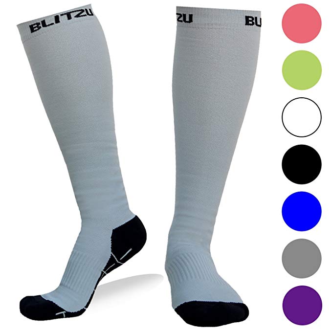 BLITZU Compression Socks 20-30mmHg for Men & Women Best Recovery Performance Stockings for Running, Medical, Athletic, Edema, Diabetic, Varicose Veins, Travel, Pregnancy, Relief Shin Splints, Nursing