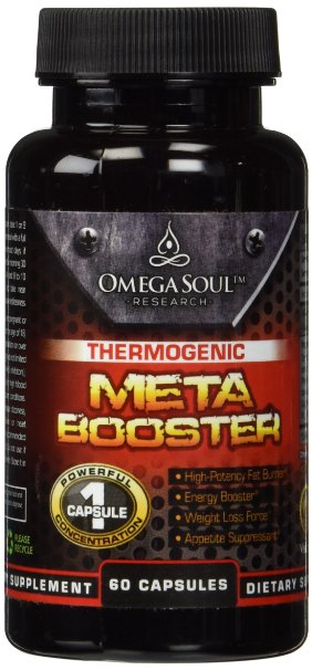 Omega Soul Thermogenic Super Meta Booster - Highly Effective Fat Burner Weight Loss Supplement - Promotes Energy - Can Be Used With Multiple Vitamin Mineral Combinations And Appetite Suppressants - Best Sports Nutrition Endurance and Energy Herbal Product
