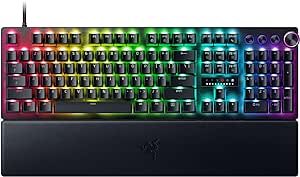 Razer Huntsman V3 Pro Esports Gaming Keyboard: Analog Optical Switches - Snap Tap Mode - Rapid Trigger - Adjustable Actuation - Media Keys & Dial - Doubleshot PBT Keycaps - Wrist Rest