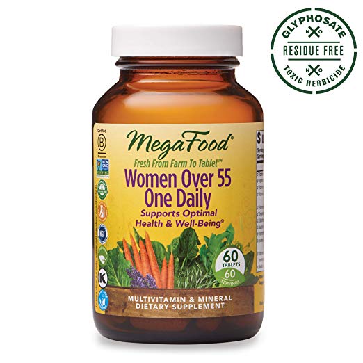 MegaFood, Women Over 55 One Daily, Supports Optimal Health and Wellbeing, Multivitamin and Mineral Dietary Supplement, Vegetarian, 60 tablets (60 servings)