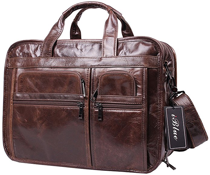 Iblue Mens Briefcase Laptop Bag Genuine Leather Messenger Shoulder Tote #i7793