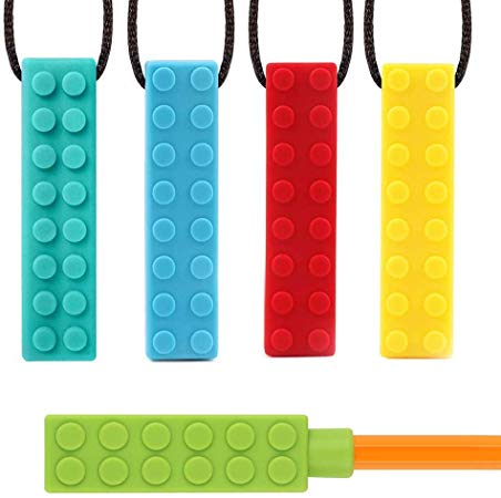 Sensory Chew Necklace Autism ADHD Teething Toys for Kids 5 Pack Chewy Sticks for Boys and Girls Silicone Chewies