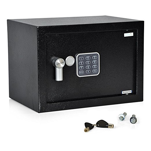 SereneLife  Safe Security Box with Mechanical Override Electronic Compact , Includes Keys 13.8 x 9.8 x 9.8 inches (SLSFE15)