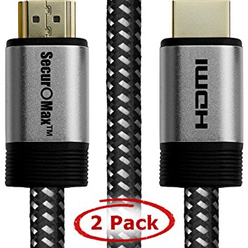 HDMI Cable 0.5M (2 Pack) - HDMI 2.0 (4K @ 60Hz) Ready - 30AWG Braided Cord - High Speed 18Gbps - Gold Plated - Ethernet / Audio Return - Video 2160p HD 1080p 3D - Xbox, PlayStation, PC, Apple TV