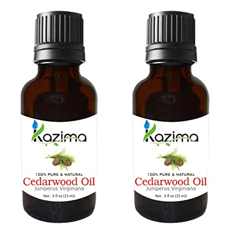 KAZIMA Cedarwood Essential Oil (Pack of 2) with Dropper 15ml Pure Natural - Ideal for Hair Growth, Hair Growth & Skin, Acne and Dry Scalp