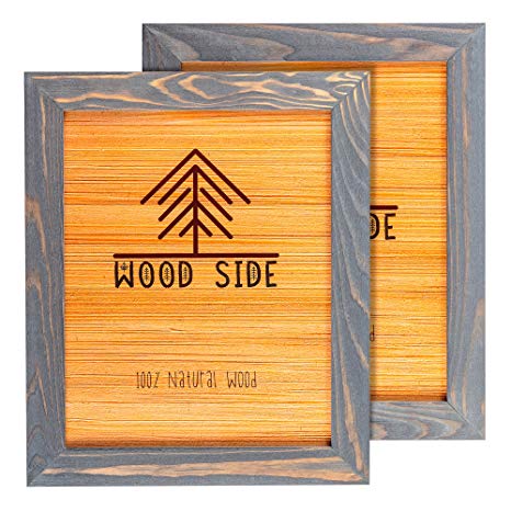 Rustic Wooden Picture Frame 8x10 - Grey Set of 2-100% Natural Eco Solid Wood and High Definition Real Glass for Wall Mounting Photo Frames