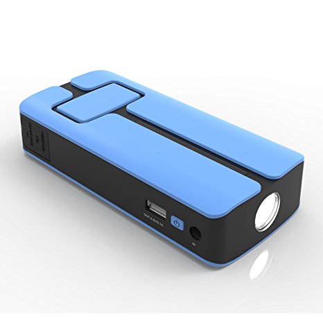 MAXOAK Jump Starter 11000mah Multi-function Portable Power Bank Battery Charger with 5v/12v/20v USB for Mobile Phone,tablet and Most Laptop,with Jumper Cable,adaptor,sos,led Flash Light-Blue