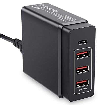 USB C Wall Charger Premium 75W 4-Port Desktop Charging with One 30W Power Delivery Port for Mac Smart IQ Charging Ports Mobile Adapter 4 PowerIQ Ports for iPhone AndrPixel (USB C Quad Charger)