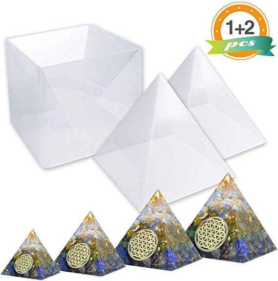 LET'S RESIN Pyramid Molds, Large Silicone Pyramid Molds, Resin Silicone Molds for DIY Orgonite Orgone Pyramid, Orgonite Jewelry, Great for Paperweight, Home Decoration, etc (Height:15cm/5.9inch)