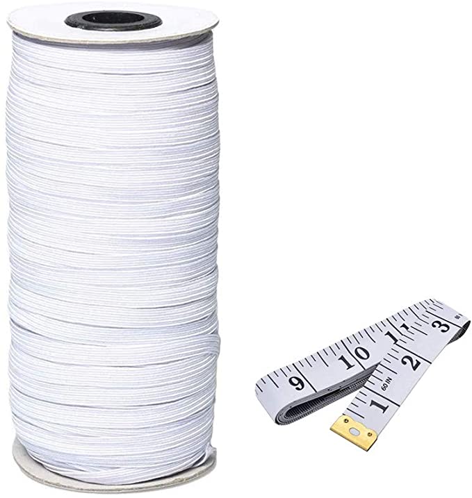 Braided Elastic Band, 70-Yards Length 1/4" Width Heavy Stretch High Elasticity Knit Spool with Free Tape, for Sewing Crafts