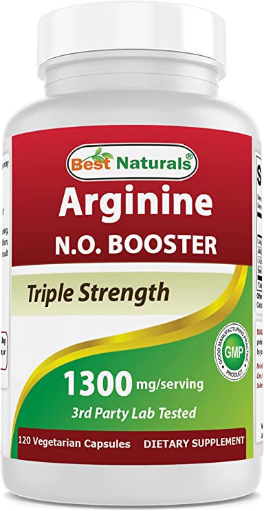 Best Naturals L-Arginine NO Booster Triple Strength 1300 mg Serving 120 Veg Capsules (120 Count (Pack of 1))