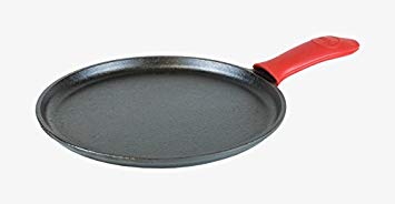 Lodge L9OG3ASHH41B Cast Iron Griddle and Hot Handle Holder, 10.5", Black/Red