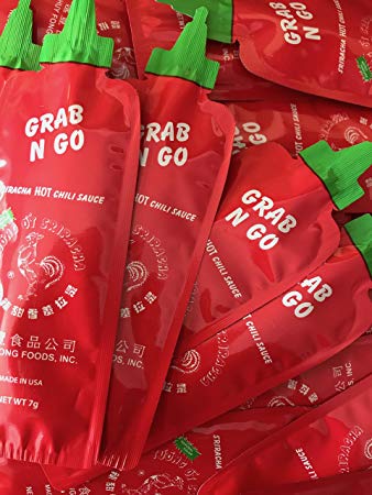 Grab N Go Original Sriracha HOT Chili Sauce, 50 Pack, 7g each