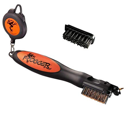 Frogger Golf BrushPro Retractable Dual-Bristle Club Brush/Groove Cleaner