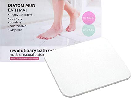 LodeStar Diatomaceous Earth Bath Mat, Non Slip Mats Absorbent Fast Drying Bathroom Shower Floor Mat (White) 23.6 x 15.4 x 0.35 Inch